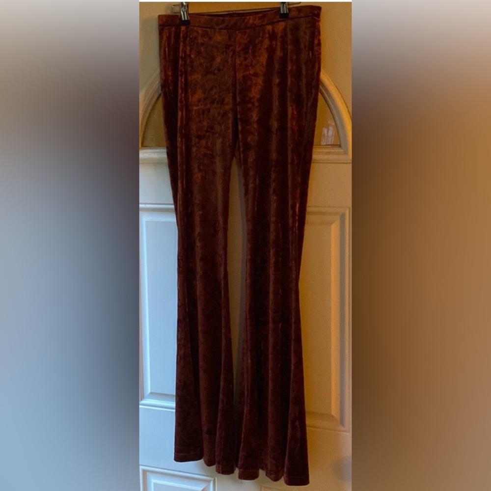 Bell bottom, orange velvety bohemian stretch pants